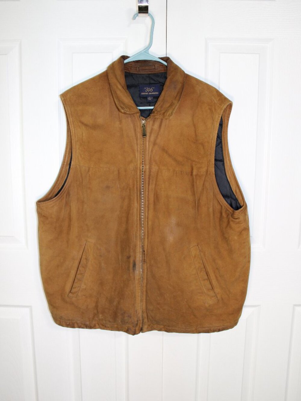 Brooks Brothers 346 Mens Genuine Suede Leather Tan/Camel Colored Vest